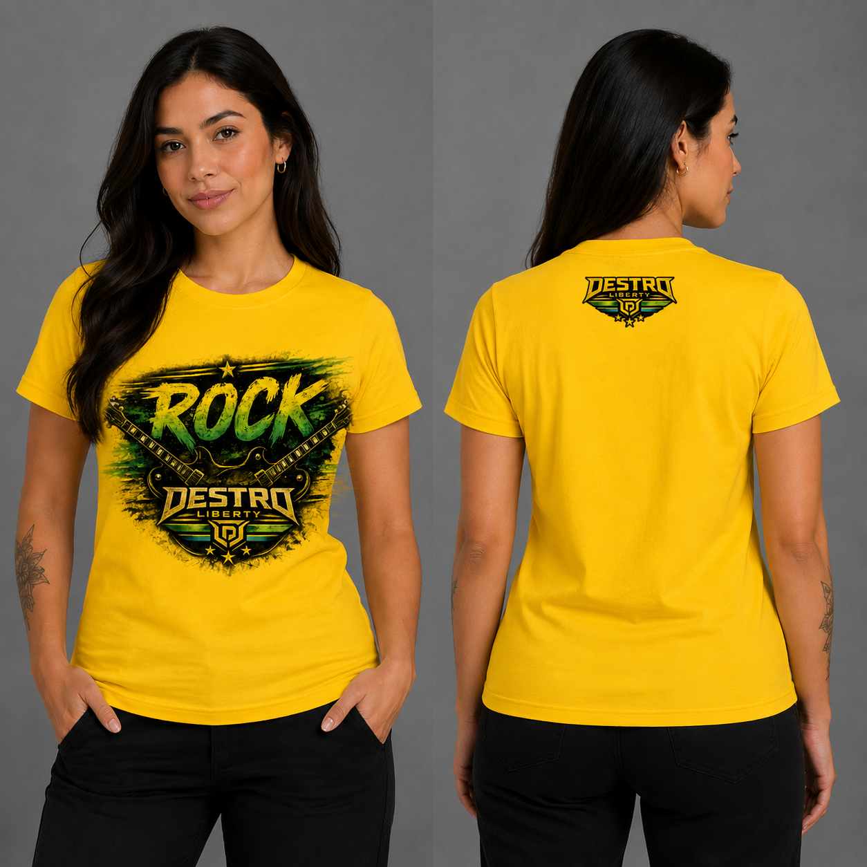 Rock Feminino — Baby Look Amarela